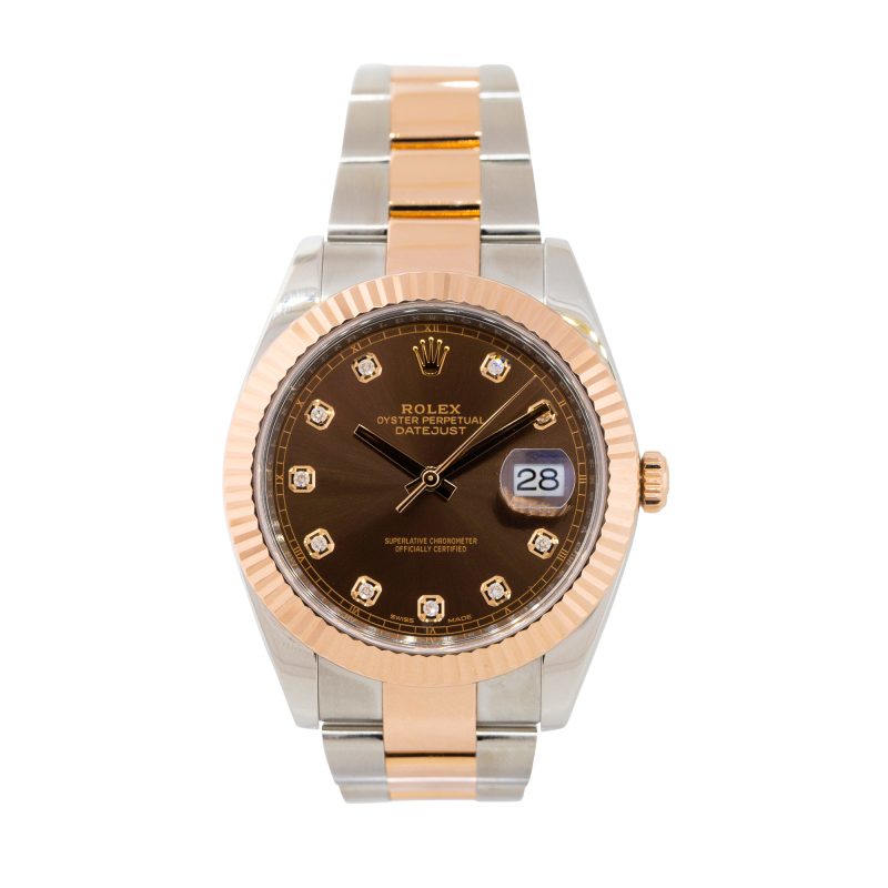 Rolex 126331 Datejust 18k Rose Gold and Stainless Steel Chocolate Diamond Dial Watch
