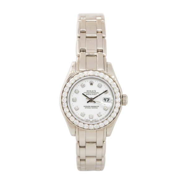 Rolex 69299 Datejust 18K White Gold Diamond Pearlmaster Watch