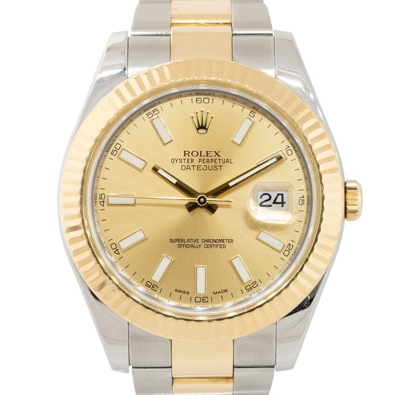 Rolex 116333 Datejust II 18k Yellow Gold and Steel Champagne Dial Men's Watch