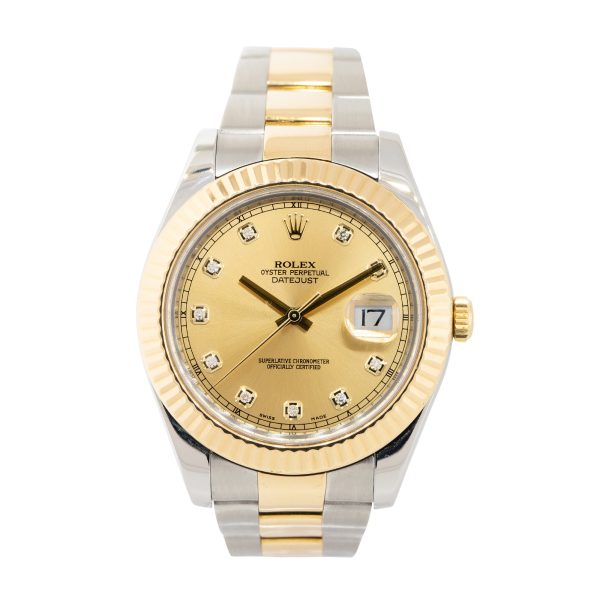 Rolex 116333 Datejust Two Tone Gold Diamond Dial Men's Watch