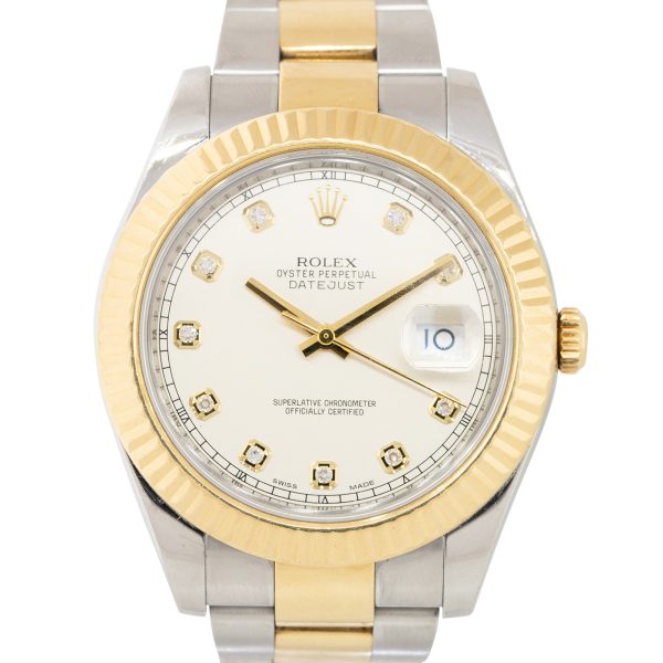 Rolex 116333 Datejust II 18k Yellow Gold and Steel Diamond Dial Men's Watch