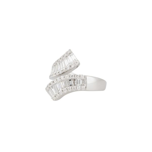 18k White Gold 1.56ctw Pave Diamond Crossover Ring