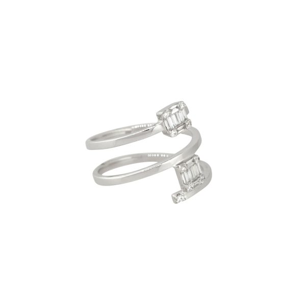 18k White Gold 0.24ctw Diamond Square Mosaic Station Ring