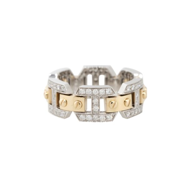 18k White and Yellow Gold 0.71ctw Pave Diamond Link Band