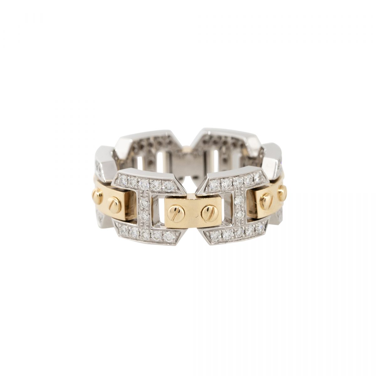 18k White and Yellow Gold 0.71ctw Pave Diamond Link Band