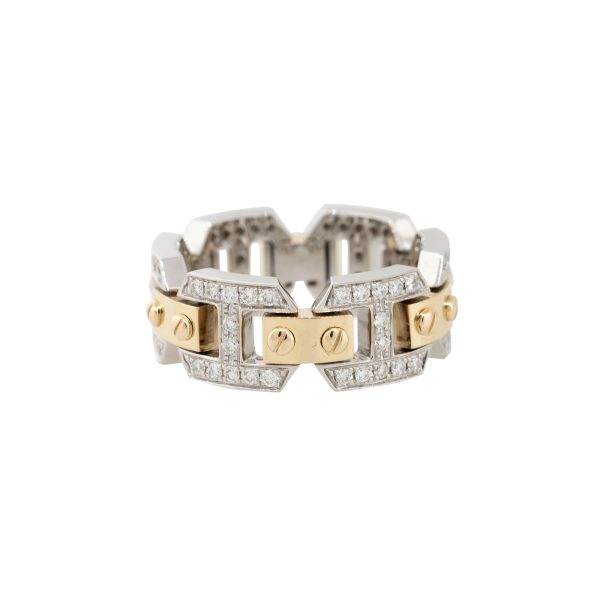 18k White and Yellow Gold 0.71ctw Pave Diamond Link Band