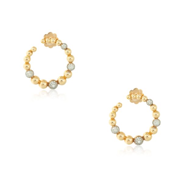 18k Rose Gold 0.85ctw Pave Diamond Bump Hoop Earrings