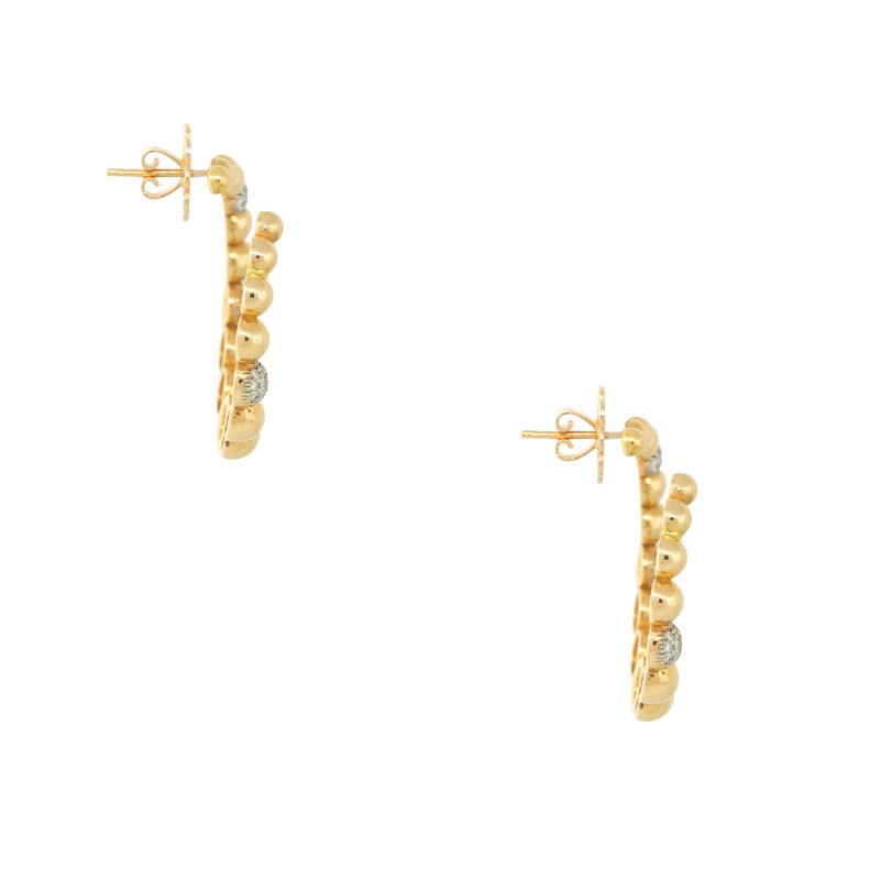 18k Rose Gold 0.85ctw Pave Diamond Bump Hoop Earrings