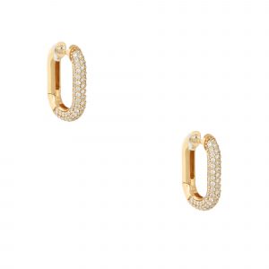18k Yellow Gold 2.55ctw Diamond Tubular Rectangle Hoop Earrings