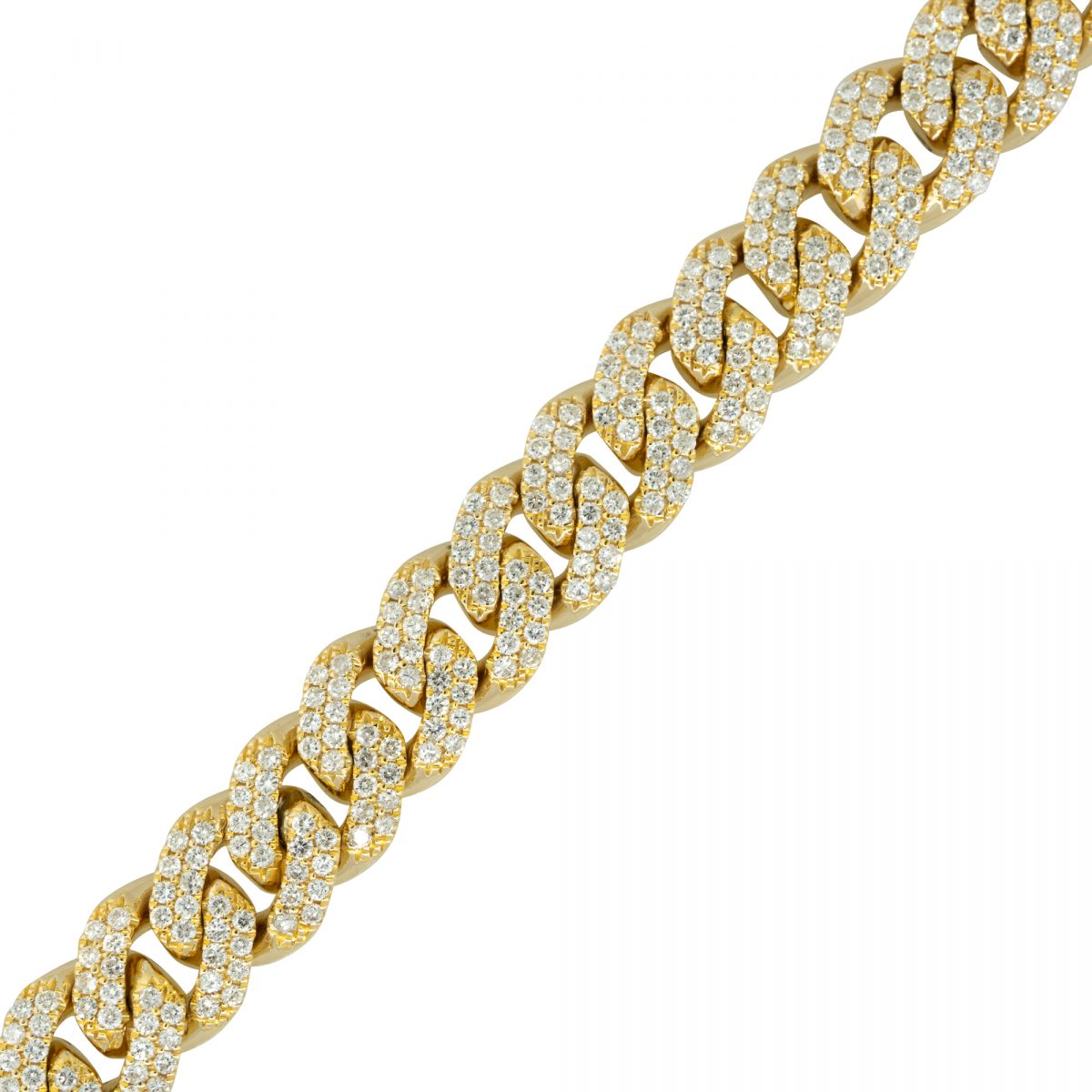 14k Yellow Gold 5.71ctw Pave Diamond Cuban Link Bracelet
