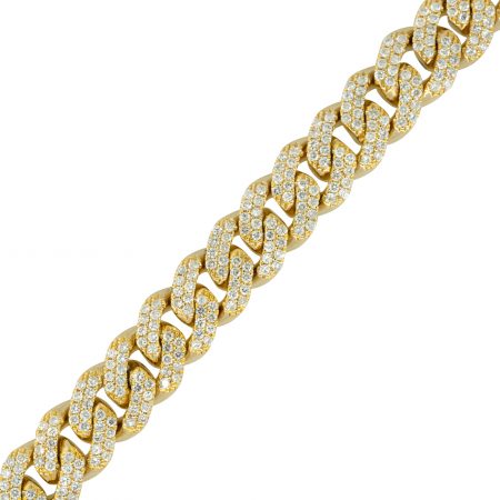 14k Yellow Gold 5.71ctw Pave Diamond Cuban Link Bracelet