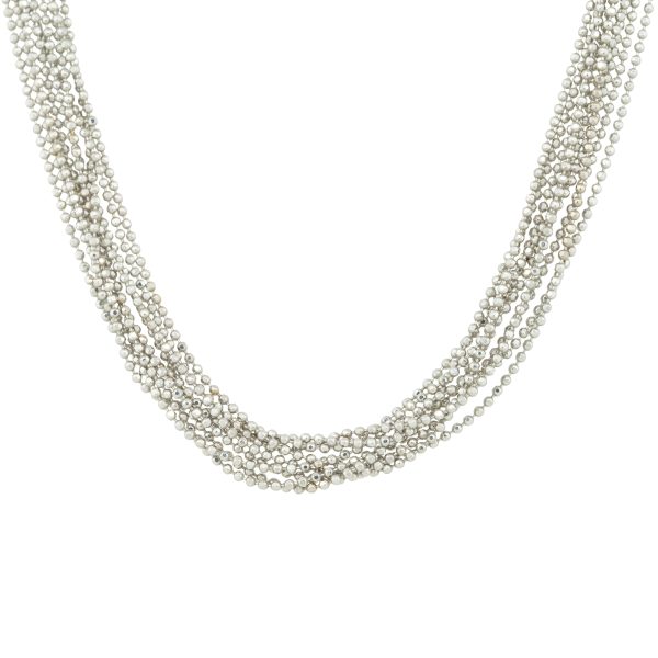14k White Gold Beaded Multi-Strand Necklace