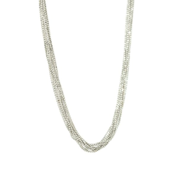 14k White Gold Beaded Multi-Strand Necklace