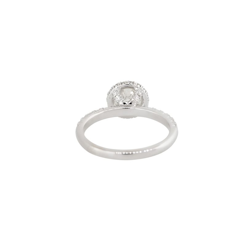 GIA Certified Triple X 18k White Gold 1.52ctw Diamond Halo Engagement Ring