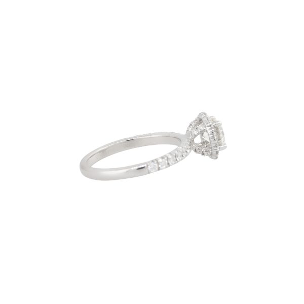 GIA Certified Triple X 18k White Gold 1.52ctw Diamond Halo Engagement Ring