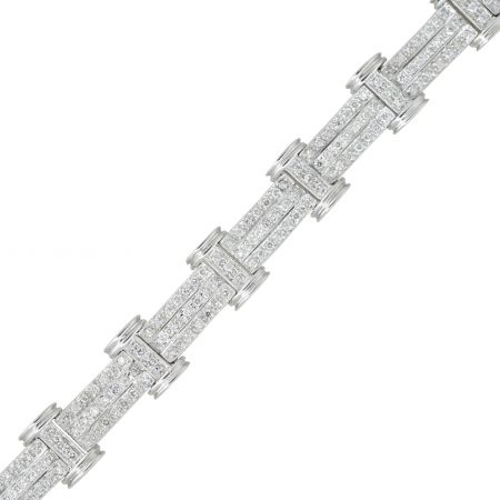 14k White Gold 2.0ctw Three-Row Diamond Bar Tennis Bracelet