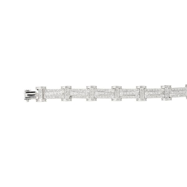 14k White Gold 2.0ctw Three-Row Diamond Bar Tennis Bracelet