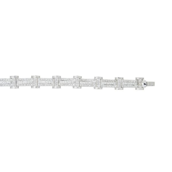 14k White Gold 2.0ctw Three-Row Diamond Bar Tennis Bracelet