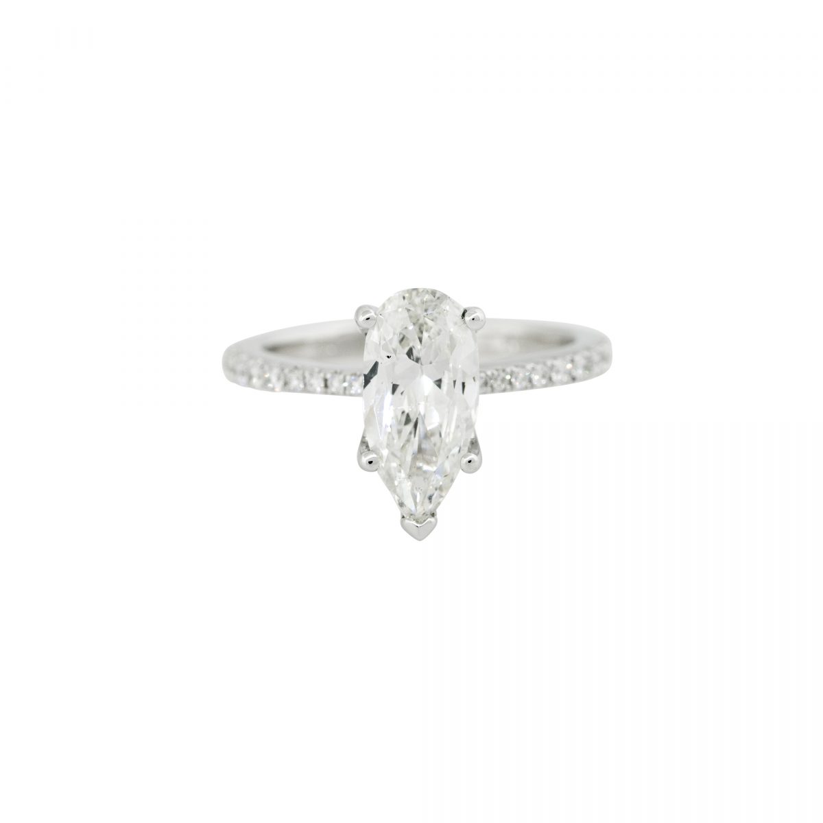 GIA Certified 18k White Gold 2.16ctw Pear Shaped Diamond Engagement Ring