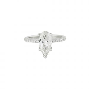 GIA Certified 18k White Gold 2.16ctw Pear Shaped Diamond Engagement Ring