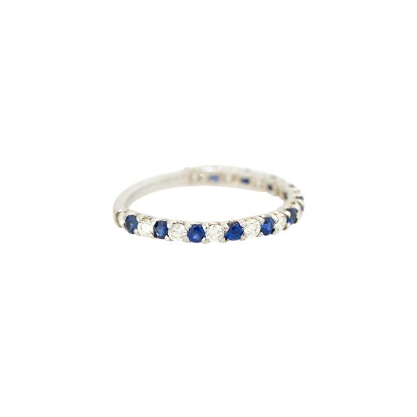 14k White Gold 0.47ctw Sapphire and Diamond Band