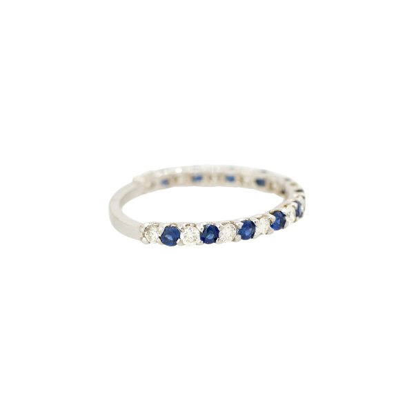 14k White Gold 0.47ctw Sapphire and Diamond Band