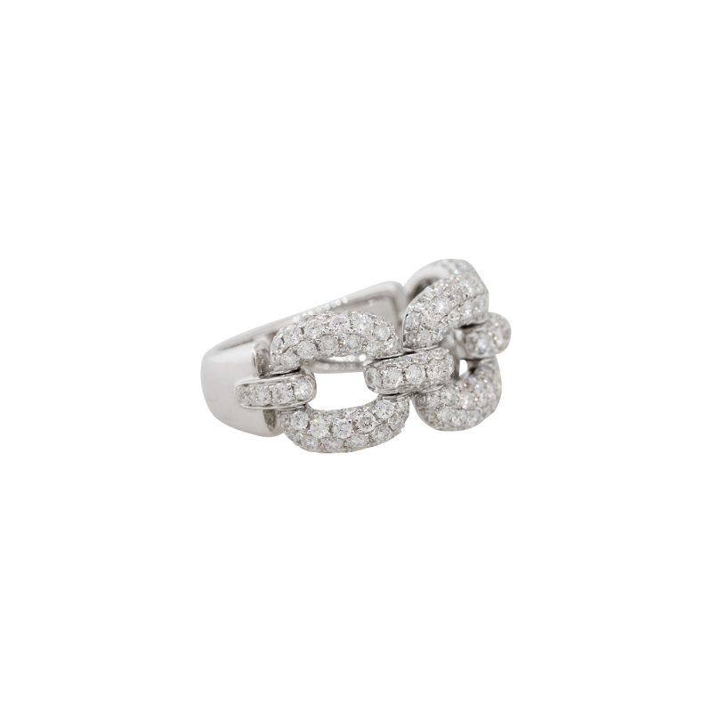 18k White Gold 1.69ctw Pave Diamond Oval Link Collapsible Ring