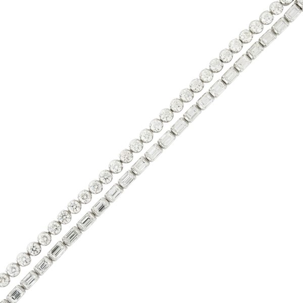 18k White Gold 9.29ctw Double Row Diamond Tennis Bracelet
