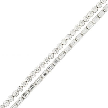 18k White Gold 9.29ctw Double Row Diamond Tennis Bracelet