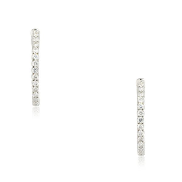 18k White Gold 5.60ctw Inside Out Large Diamond Hoop Earrings