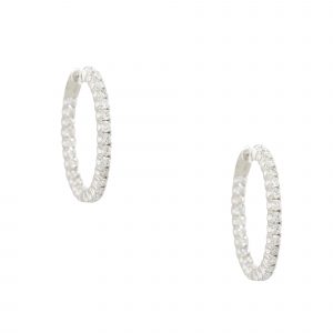 18k White Gold 5.60ctw Inside Out Large Diamond Hoop Earrings