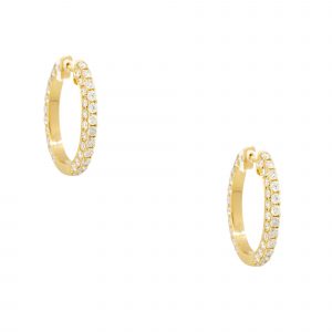 18k Yellow Gold 3.79ctw Round Brilliant Diamond Hoop Earrings