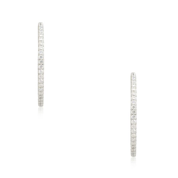 18k White Gold 8.29ctw Round Brilliant Diamond Large Hoop Earrings
