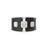 18k White Gold 7.03ctw Diamond Mosaic and Black Enamel Wide Cuff Bracelet