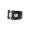 18k White Gold 7.03ctw Diamond Mosaic and Black Enamel Wide Cuff Bracelet
