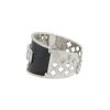 18k White Gold 7.03ctw Diamond Mosaic and Black Enamel Wide Cuff Bracelet
