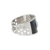 18k White Gold 7.03ctw Diamond Mosaic and Black Enamel Wide Cuff Bracelet