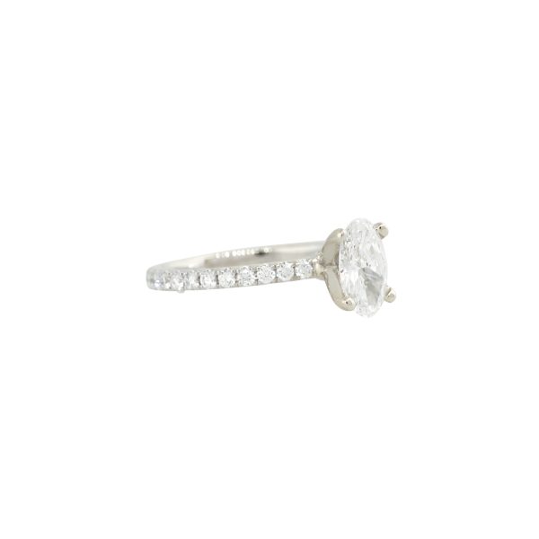 GIA Certified 18k White Gold 1.12ctw Oval Brilliant Diamond Engagement Ring