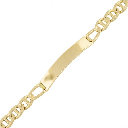 14k Yellow Gold Men's 8mm Link Chain ID Plate Bracelet