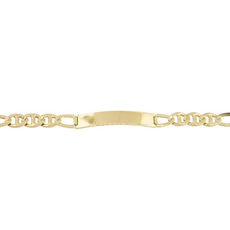 14k Yellow Gold Men's 8mm Link Chain ID Plate Bracelet