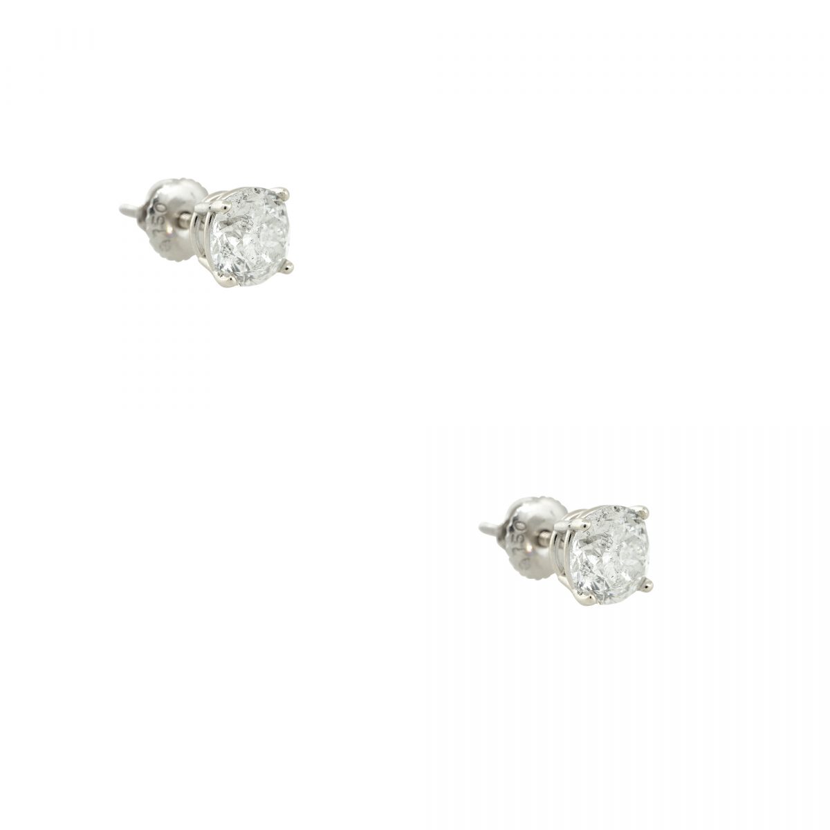 14k White Gold 2.35ctw Round Brilliant Diamond Stud Earrings