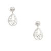 14k White Gold 3.60ctw Diamond Drop Pear Shaped Flower Earrings