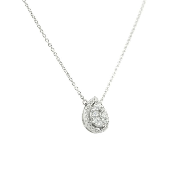 14k White Gold 0.50ctw Pave Diamond Pear Shaped Necklace