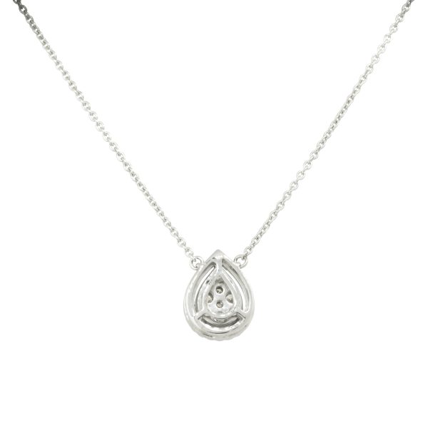 14k White Gold 0.50ctw Pave Diamond Pear Shaped Necklace