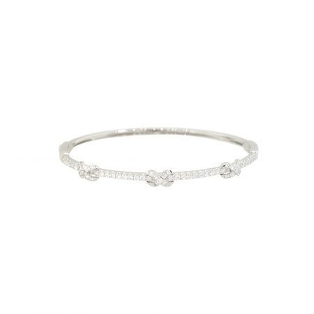 18k White Gold 1.28ctw Pave Diamond Bangle with 3 Diamond X's 
