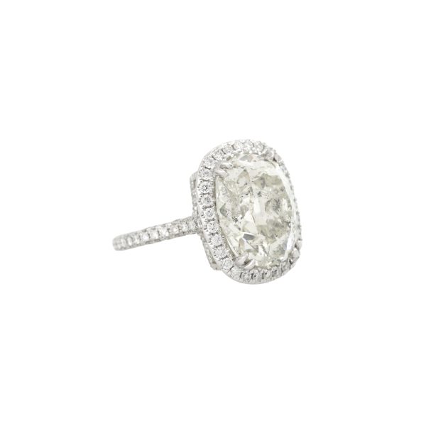 18k White Gold 11.59ctw Cushion Cut Diamond Engagement Ring