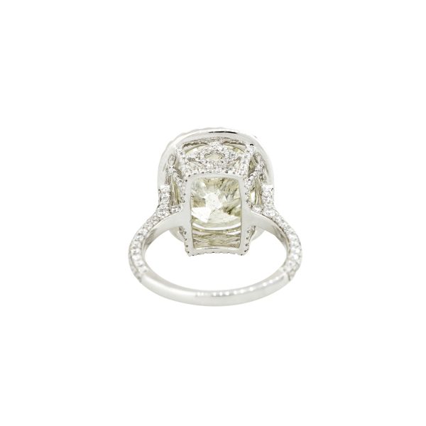 18k White Gold 11.59ctw Cushion Cut Diamond Engagement Ring
