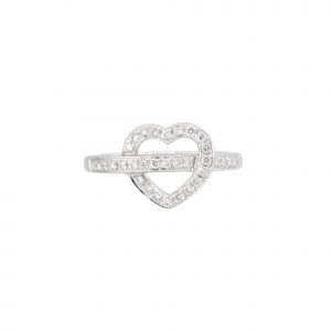 18k White Gold 0.20ctw Pave Diamond Open Heart Ring