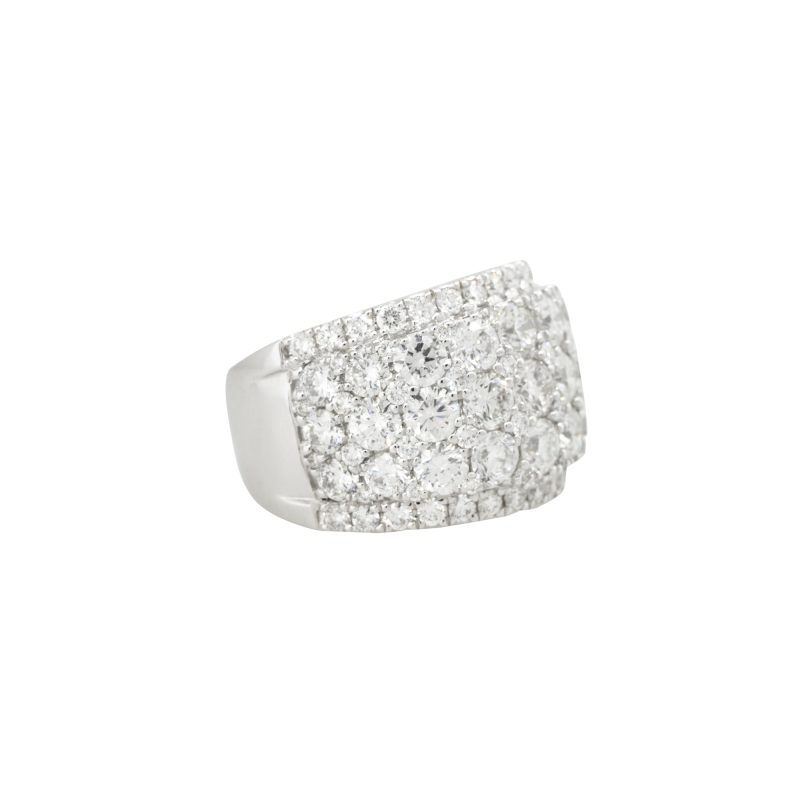 18k White Gold 5.25ctw Wide Pave Diamond Band 