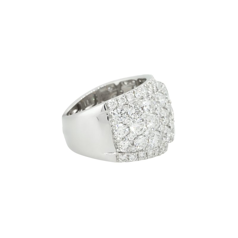 18k White Gold 5.25ctw Wide Pave Diamond Band 